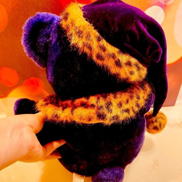 Dan Dee Collector's Choice Leopard Print Hat Royal Purple Plush Teddy Bear 13" - Picture 6 of 8